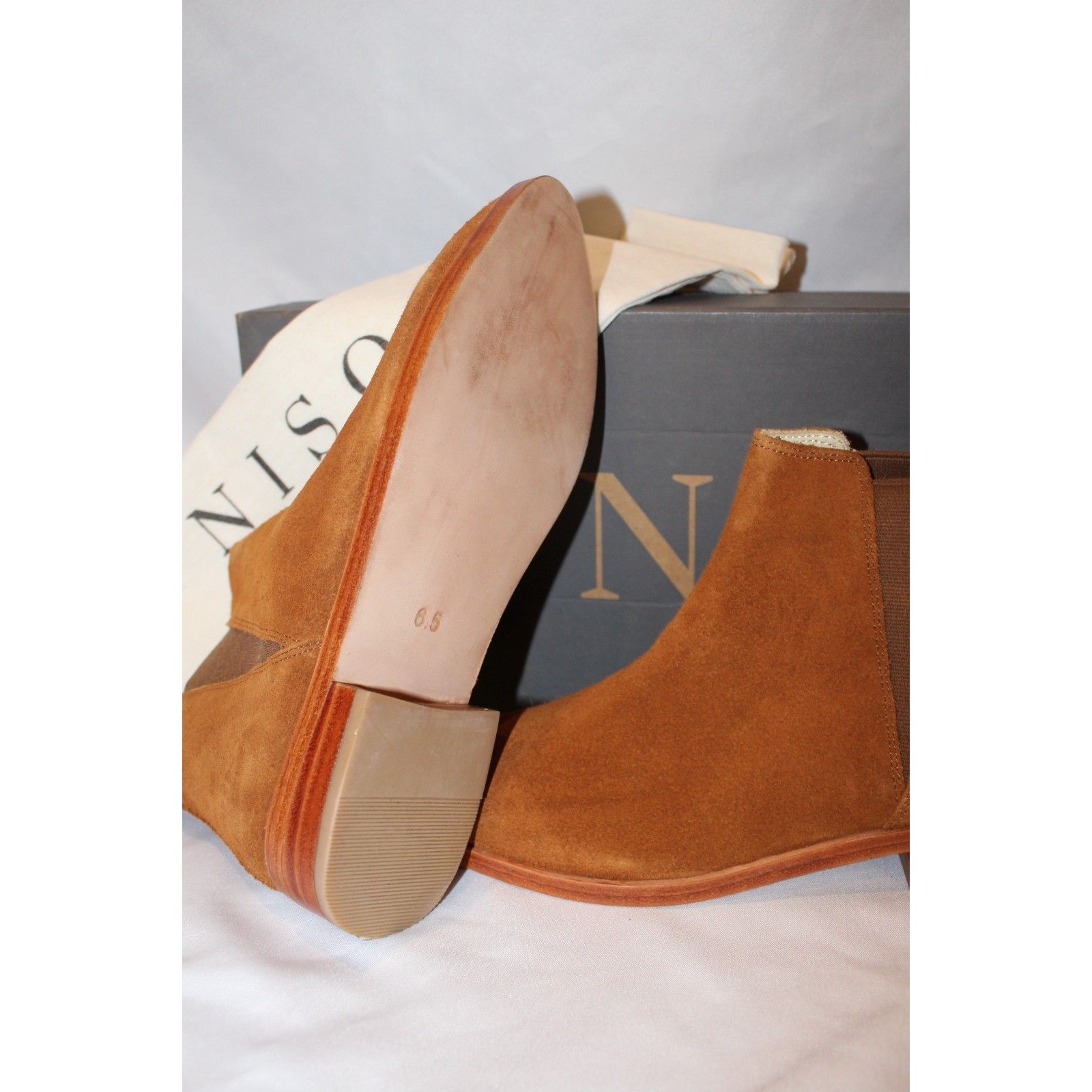 Nisolo Women's Eva Suede Everyday Chelsea Boot Nutmeg Size New $228 — image 6 of 6